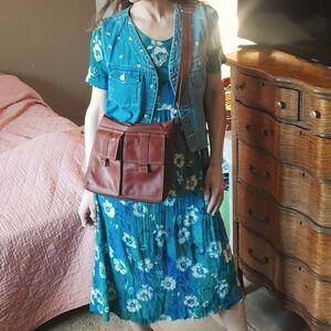 Vintage FOSSIL Leather Crossbody Bag ☆ Cognac Brown Leather Messenger Boho Purse